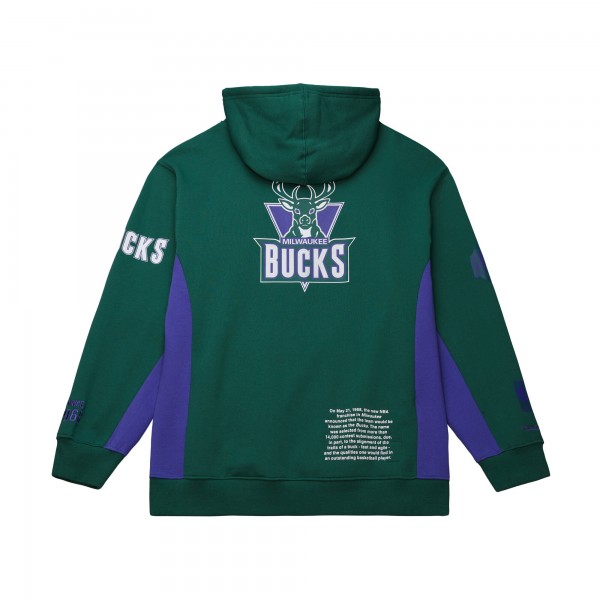 Milwaukee Bucks Mitchell & Ness Hunter Green Hardwood Classics Team Origins Fleece Pullover Hoodie