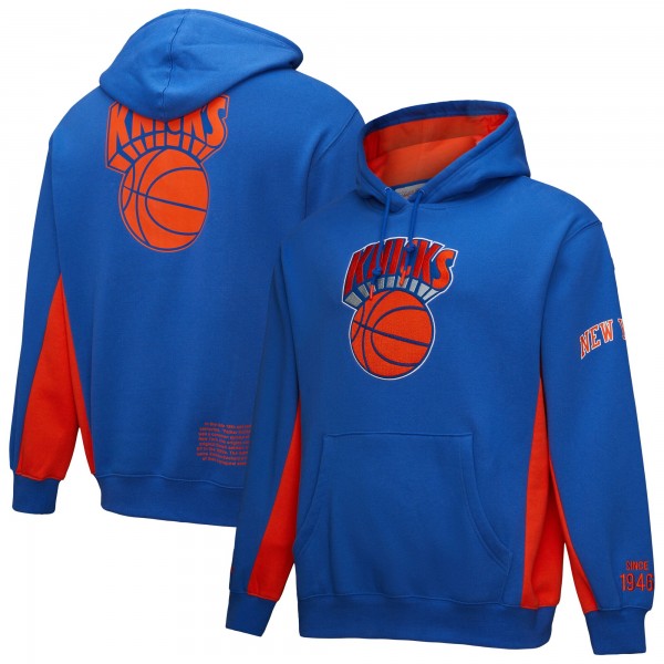 New York Knicks Mitchell & Ness Blue Hardwood Classics Team Origins Fleece Pullover Hoodie