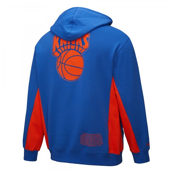 New York Knicks Mitchell & Ness Blue Hardwood Classics Team Origins Fleece Pullover Hoodie