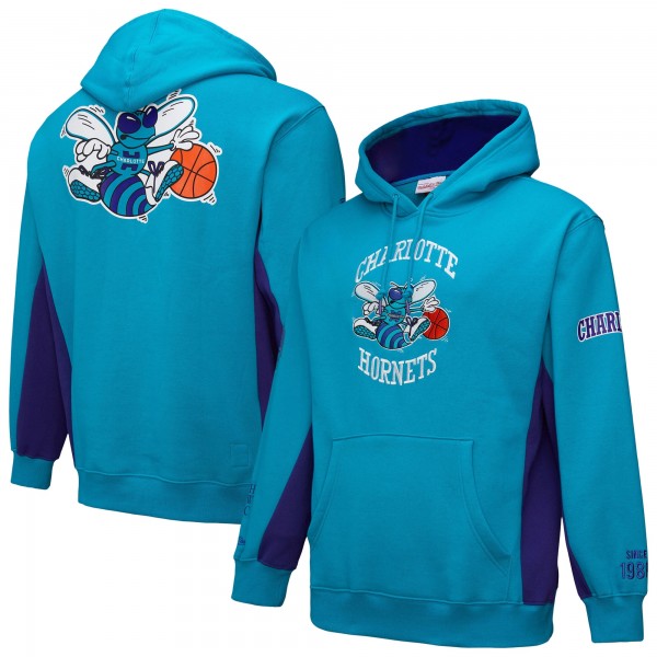 Толстовка Charlotte Hornets Mitchell & Ness Teal Hardwood Classics Team Origins Fleece