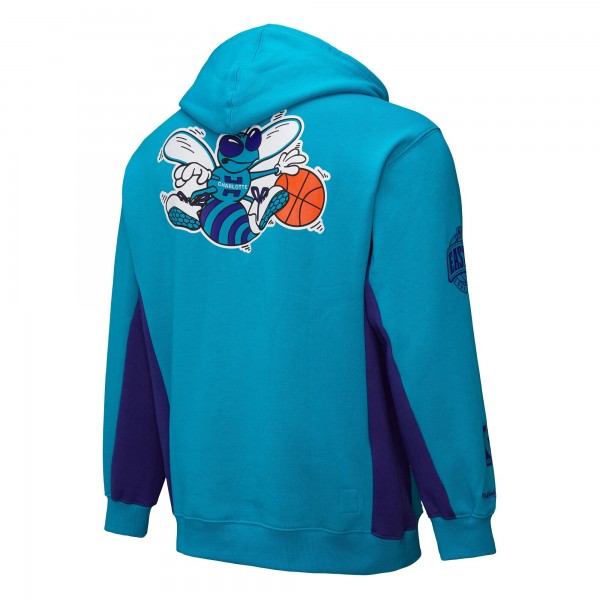 Толстовка Charlotte Hornets Mitchell & Ness Teal Hardwood Classics Team Origins Fleece