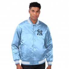 New York Yankees Starter Light Blue Locker Room Satin Full-Snap Varsity Jacket
