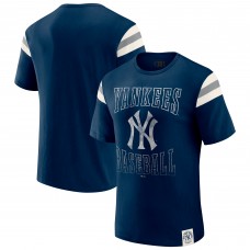 New York Yankees Darius Rucker Collection by Fanatics Navy Distressed Sleeve Stripe T-Shirt