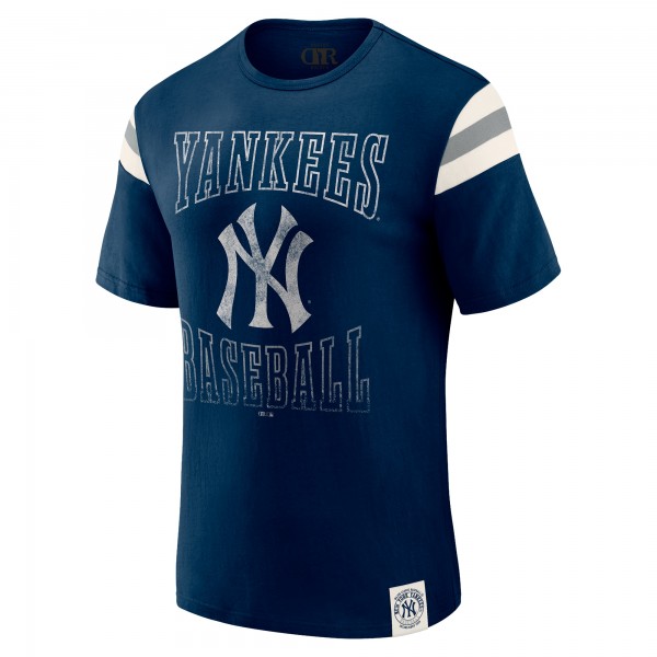 New York Yankees Darius Rucker Collection by Fanatics Navy Distressed Sleeve Stripe T-Shirt