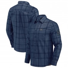 Рубашка на кнопках New York Yankees Darius Rucker Collection by Fanatics Navy Thin Wale Corduroy Plaid