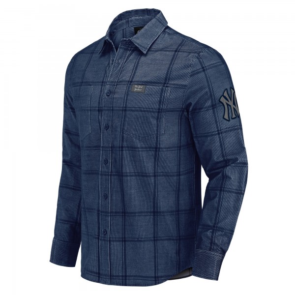 Рубашка на кнопках New York Yankees Darius Rucker Collection by Fanatics Navy Thin Wale Corduroy Plaid
