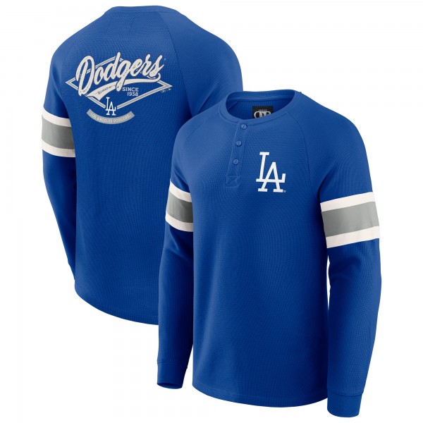 Los Angeles Dodgers Darius Rucker Collection by Fanatics Royal Waffle-Knit Raglan Long Sleeve Henley T-Shirt