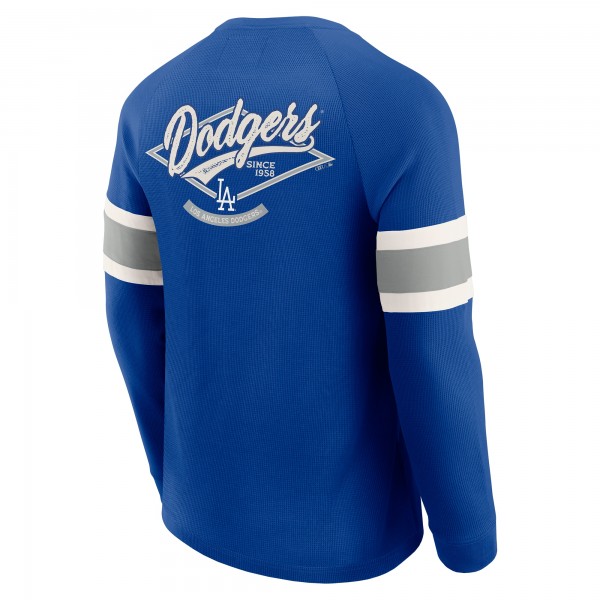 Los Angeles Dodgers Darius Rucker Collection by Fanatics Royal Waffle-Knit Raglan Long Sleeve Henley T-Shirt