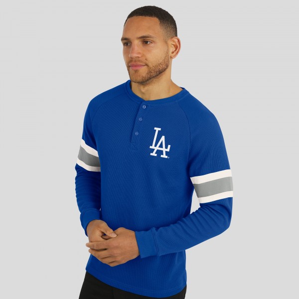 Los Angeles Dodgers Darius Rucker Collection by Fanatics Royal Waffle-Knit Raglan Long Sleeve Henley T-Shirt