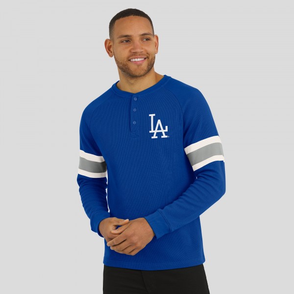 Los Angeles Dodgers Darius Rucker Collection by Fanatics Royal Waffle-Knit Raglan Long Sleeve Henley T-Shirt