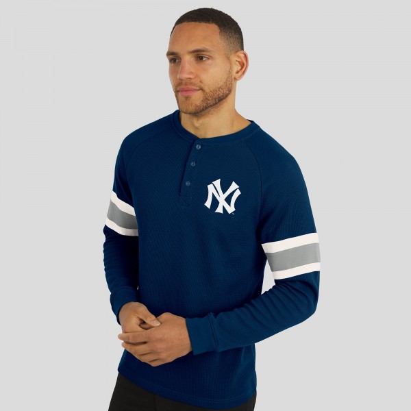 New York Yankees Darius Rucker Collection by Fanatics Navy Waffle-Knit Raglan Long Sleeve Henley T-Shirt