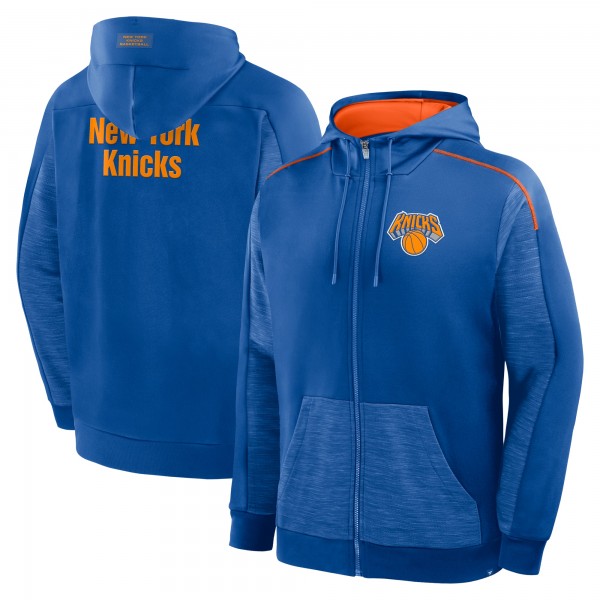 New York Knicks Fanatics Blue Back Door Cut Play Defender Full-Zip Hoodie