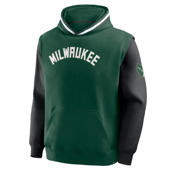 Milwaukee Bucks Fanatics Hunter Green/Black Half Court Shot Clock Fastbreak Hoodie