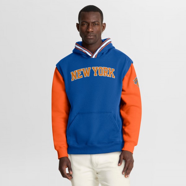 New York Knicks Fanatics Blue/Orange Half Court Shot Clock Fastbreak Hoodie