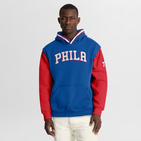 Philadelphia 76ers Fanatics Royal/Red Half Court Shot Clock Fastbreak Hoodie