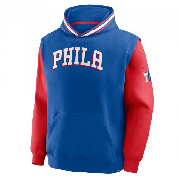 Philadelphia 76ers Fanatics Royal/Red Half Court Shot Clock Fastbreak Hoodie