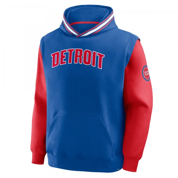 Detroit Pistons Fanatics Blue/Red Half Court Shot Clock Fastbreak Hoodie