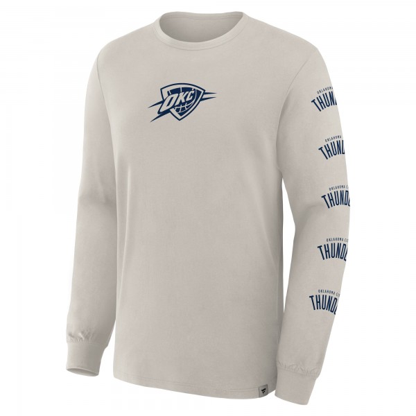 Футболка с длинным рукавом Oklahoma City Thunder Fanatics Cream Crossover Collection Ball Screen Action Premium
