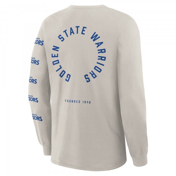 Golden State Warriors Fanatics Cream Crossover Collection Ball Screen Action Premium Long Sleeve T-Shirt