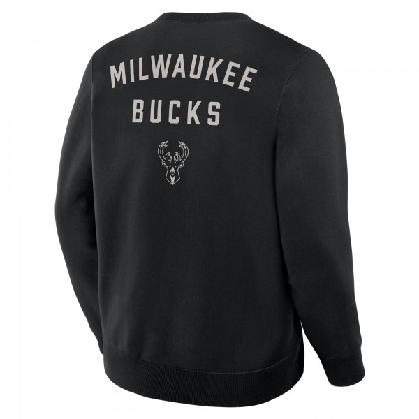 Milwaukee Bucks Fanatics Black Crossover Collection Defensive Rotation Drill Premium Pullover Sweatshirt