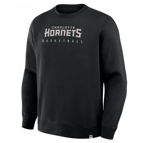 Charlotte Hornets Fanatics Black Crossover Collection Defensive Rotation Drill Premium Pullover Sweatshirt
