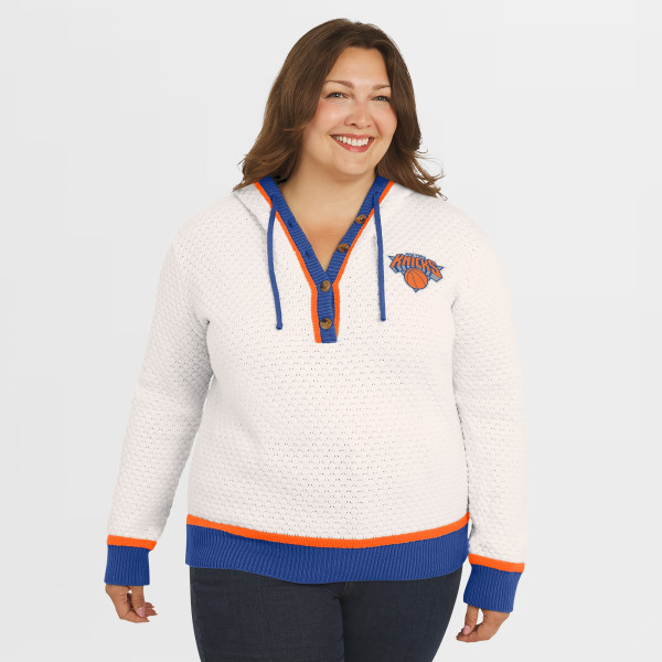 Женская Толстовка New York Knicks WEAR by Erin Andrews Cream Plus Size Sweater