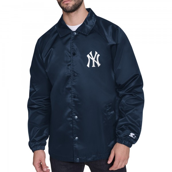 New York Yankees Starter Navy Retro Logo Raglan Coaches Full-Snap Jacket