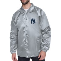 New York Yankees Starter Gray Retro Logo Raglan Coaches Full-Snap Jacket