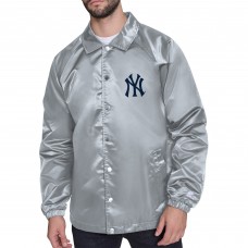 New York Yankees Starter Gray Retro Logo Raglan Coaches Full-Snap Jacket