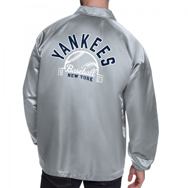 New York Yankees Starter Gray Retro Logo Raglan Coaches Full-Snap Jacket