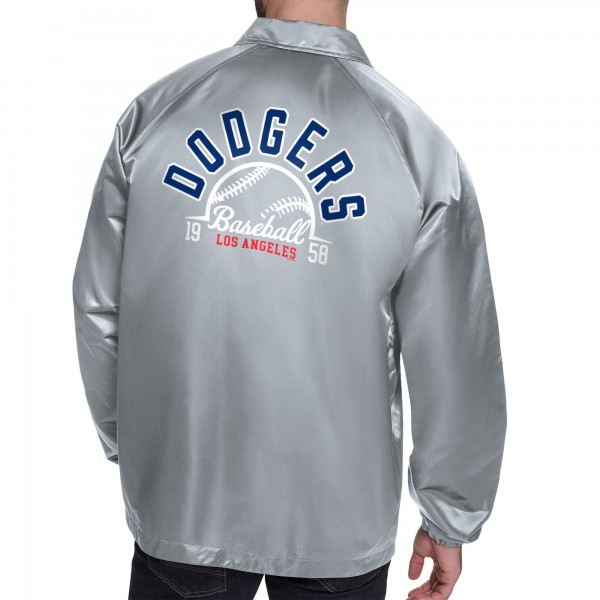 Los Angeles Dodgers Starter Gray Retro Logo Raglan Coaches Full-Snap Jacket