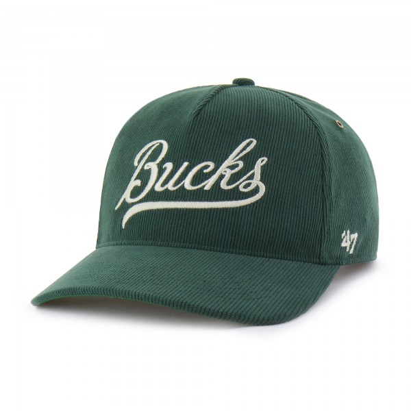 Бейсболка Milwaukee Bucks 47 Hunter Green Golden Age Relaxed Corduroy Hitch