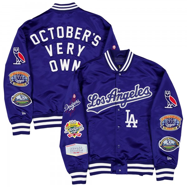 Los Angeles Dodgers OVO x New Era Royal Full-Snap Twill Satin Jacket