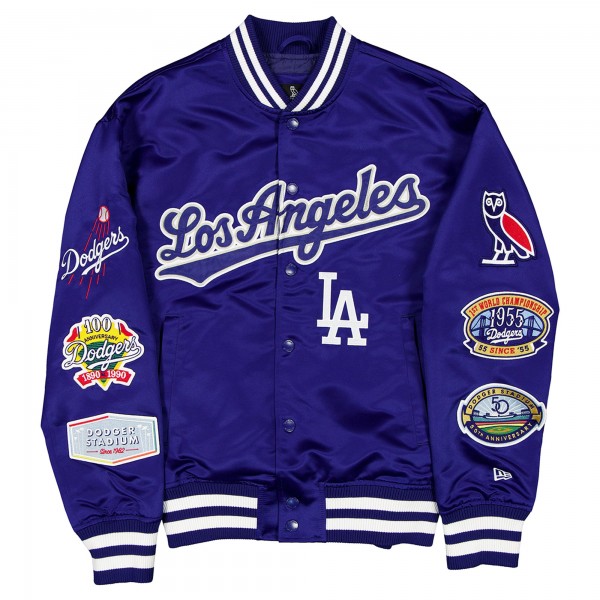 Los Angeles Dodgers OVO x New Era Royal Full-Snap Twill Satin Jacket