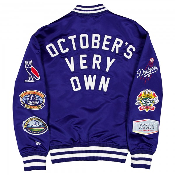 Los Angeles Dodgers OVO x New Era Royal Full-Snap Twill Satin Jacket