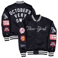 New York Yankees OVO x New Era Navy Full-Snap Twill Satin Jacket