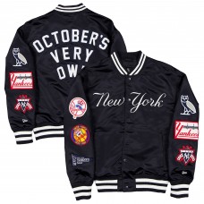 New York Yankees OVO x New Era Navy Full-Snap Twill Satin Jacket