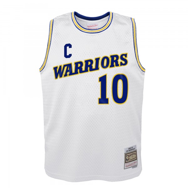 Подростковая Golden State Warriors Tim Hardaway Mitchell & Ness White 1990-91 Hardwood Classics Swingman Throwback Home Jersey