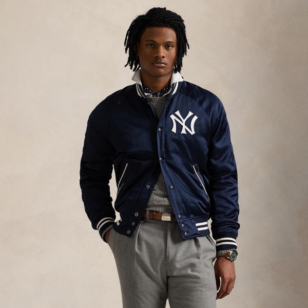 Yankees Polo Ralph Lauren Navy Satin Jacket