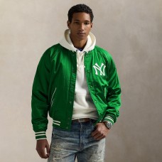 Yankees Polo Ralph Lauren Green Satin Jacket