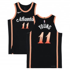 Игровая джерси Trae Young Atlanta Hawks Autographed Fanatics Authentic Black Nike 2022-23 City Edition Authentic