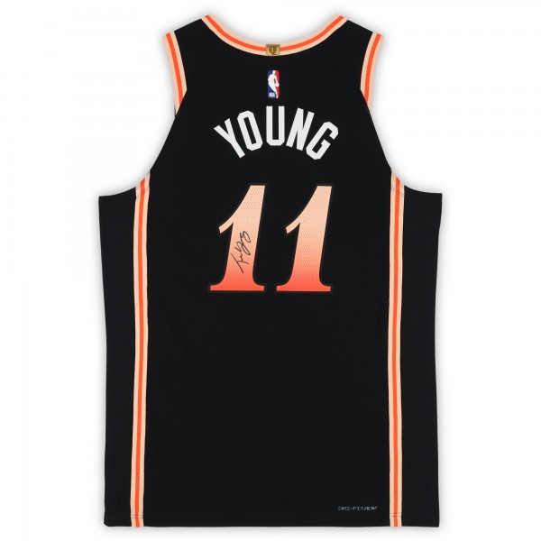 Игровая джерси Trae Young Atlanta Hawks Autographed Fanatics Authentic Black Nike 2022-23 City Edition Authentic