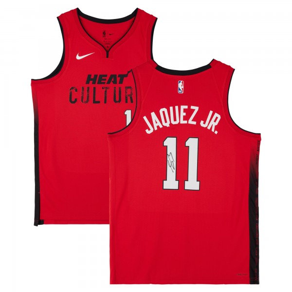 Игровая джерси Jaime Jaquez Jr. Miami Heat Autographed Fanatics Authentic Red Nike 2024-25 City Edtion Swingman