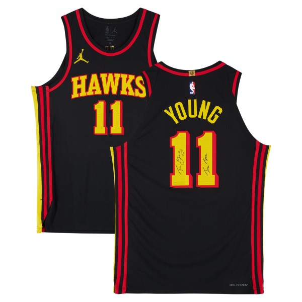 Игровая джерси Trae Young Atlanta Hawks Autographed Fanatics Authentic Black Jordan Brand Statement Edition Authentic with Ice Trae Inscription