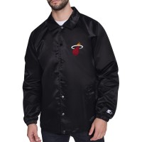 Куртка на кнопках Miami Heat Starter Black Retro Logo Raglan Coaches