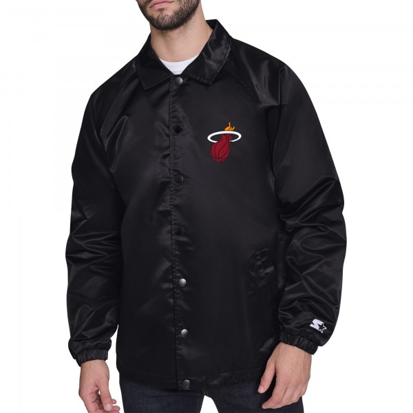 Куртка на кнопках Miami Heat Starter Black Retro Logo Raglan Coaches