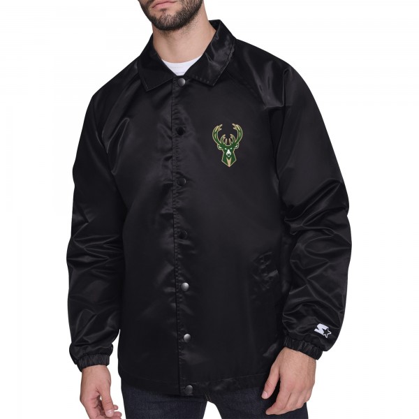 Бомбер Milwaukee Bucks Starter Retro Logo Raglan Coaches - Black