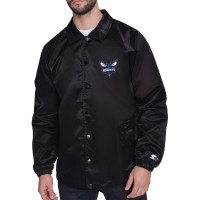 Куртка на кнопках Charlotte Hornets Starter Black Retro Logo Raglan Coaches