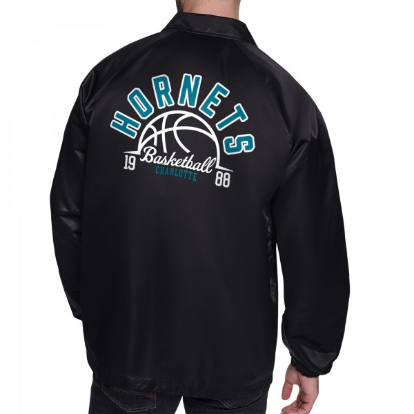 Куртка на кнопках Charlotte Hornets Starter Black Retro Logo Raglan Coaches