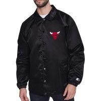 Куртка на кнопках Chicago Bulls Starter Black Retro Logo Raglan Coaches
